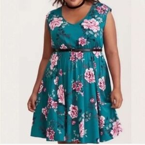Torrid Teal Floral Summer Dress